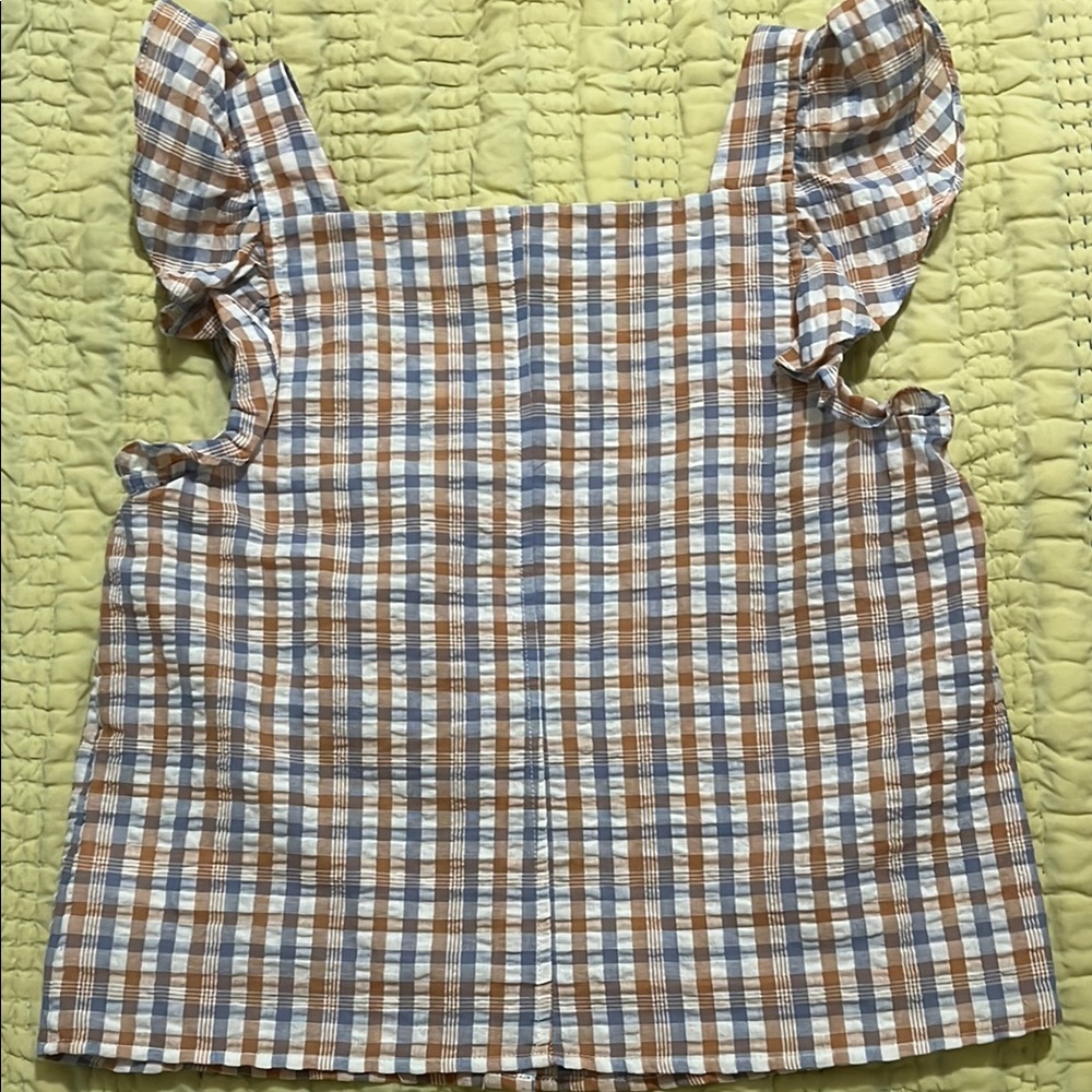 Madewell Gingham Ruffle Sleeve Top - Picture 5 of 5
